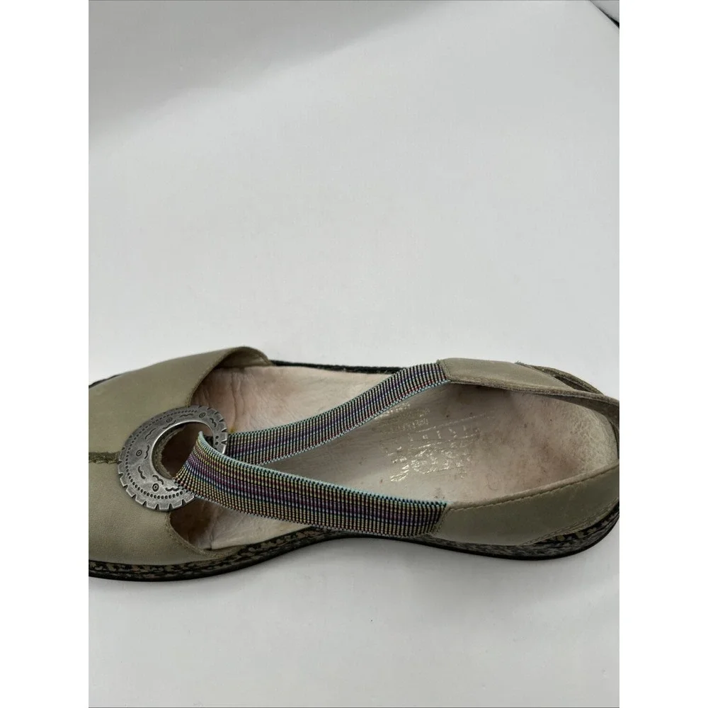 Rieker Anti Stress Women's 37 US 6.5 Daisy Slip On Mary Jane Comfort Shoes Green